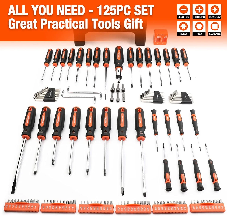 126PC Magnetic Screwdriver Set w/Plastic Racking Organize Chrome Vanadium Steel - Image 3 of 4
