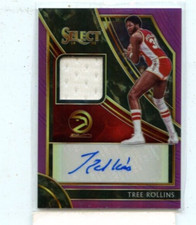 TREE ROLLINS 2019-20 PANINI SELECT PURPLE GAME-WORN JERSEY AUTO #D /99 Hawks