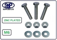 M6 / 6mm / 6MM HIGH TENSILE FULL THREAD BOLT BZP WITH HEX NUT & WASHER