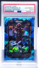 Brian Robinson Jr RC 2022 Prizm Blue Cracked Ice /99 Silver Ink Auto PSA/DNA 🔥