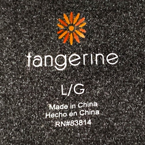 Tangerine, Gray with Teal and Blue Trim Pull-on Activewear Leggings, size L - Picture 5 of 5