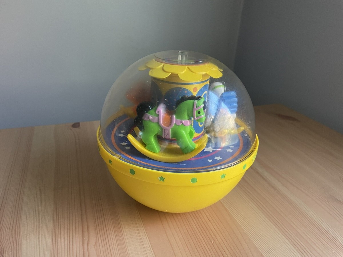 Fisher Price Vintage 1985 Roly Poly Merry-Go-Round Carousel Yellow