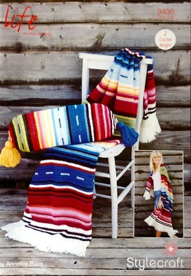 Stylecraft 9436 Strickmuster - Serapi Decke und Polsterkissen im Leben DK 
