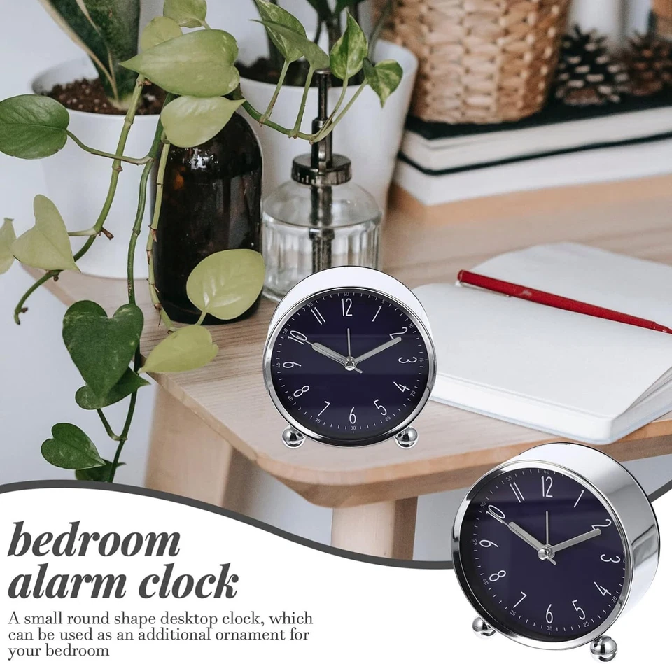 Analog Alarm Clock 4 Inch Round Non Ticking Battery Operated Silent Snooze Clock - image 4 of 4