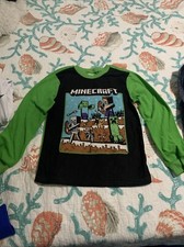 Minecraft Pajamas Boys Medium 8 Coat Style Warm Shirt Pant PJ Set Gift