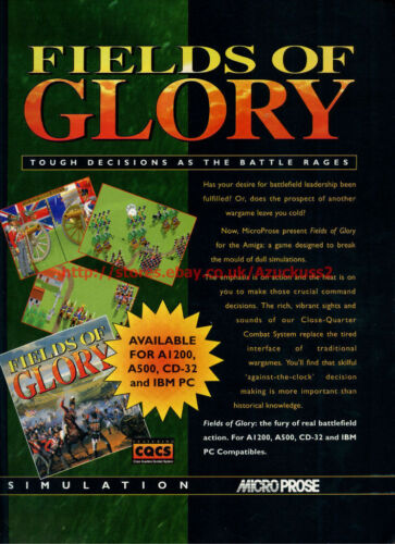 Fields Of Glory "Microprose" 1994 Magazine Advert #5747 - Afbeelding 1 van 1