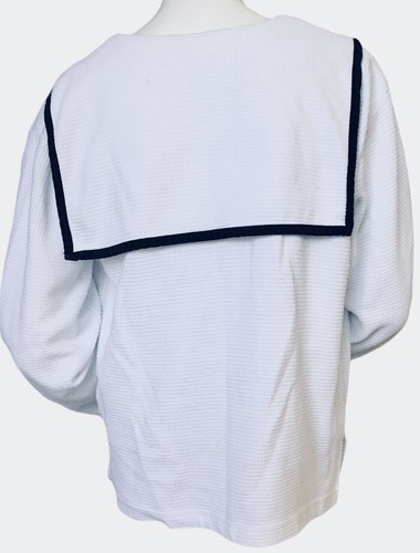 CYPRESS Medium 2 Pc Set Waffle Weave Swim Coverup Nautical Sailor Loungewear - Picture 3 of 9