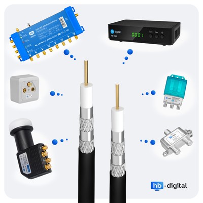 HB_DIGITAL HQ 135 dB Kupfer Koaxialkabel mit 10F Stecker - 250m 