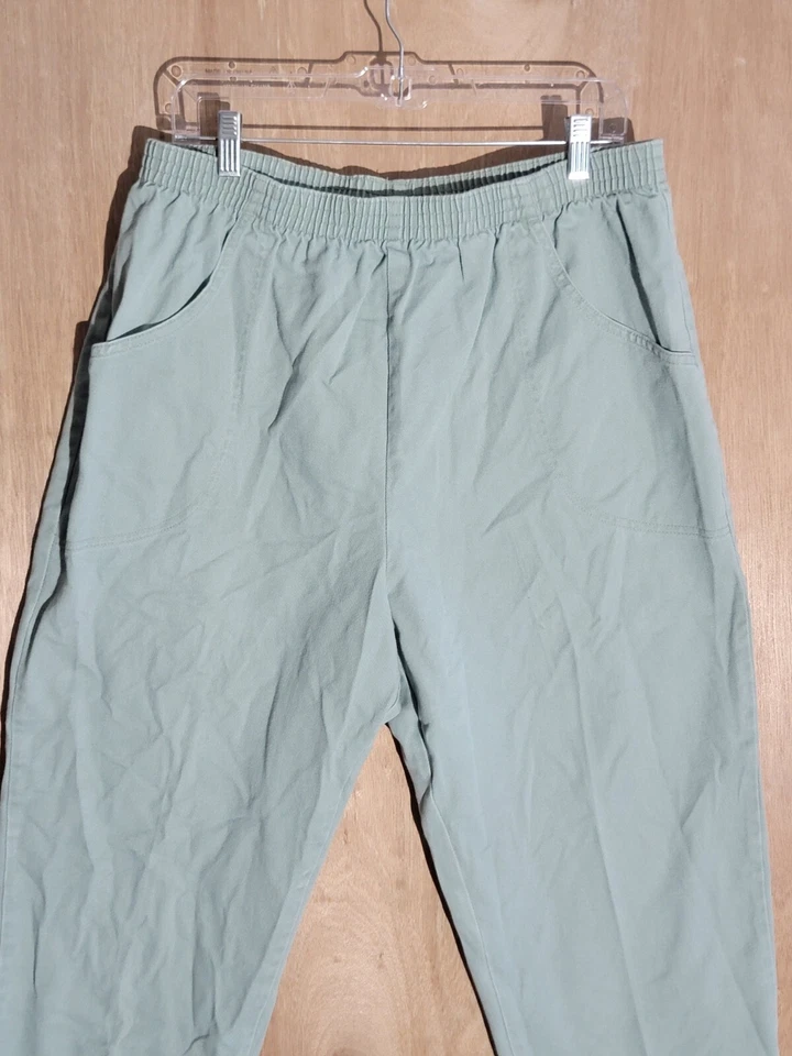 Classic Elements Pull On Pantalones Mujer 18 Clásico Cónico Elástico Cintura Verde Foto 4 de 4