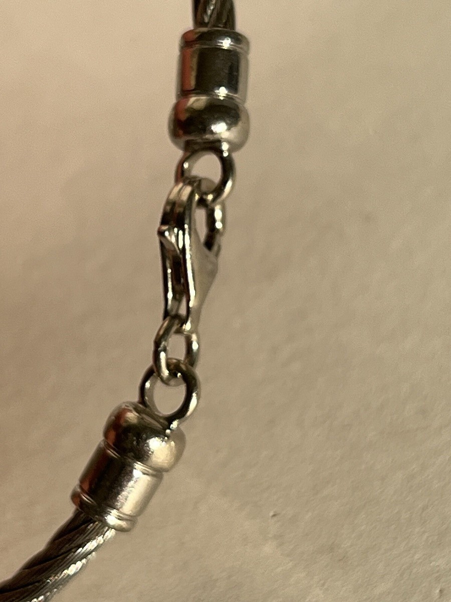 10gr Vintage Modernist Solid Sterling Silver Twist Cable Bracelet w Crystals View 4