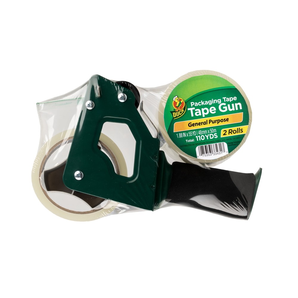 General Purpose Packing Tape Gun with Foam Handle, Clear, 1.88 in x 55 yd,