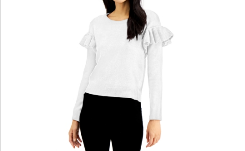Inc Ruffled-Shoulder Women Sweater 