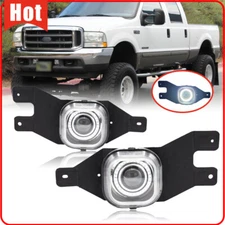 Fit 1999-2004 Ford F250 F350 LED Halo Projector Front Bumper Fog Lights Lamps