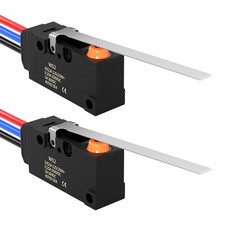 2 Pack Waterproof Micro Limit Switch with Long Straight Hinge Lever SPDT
