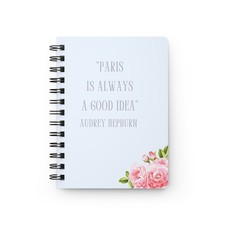 Eiffel Tower with Pink Roses Spiral Bound Journal  Paris Quote