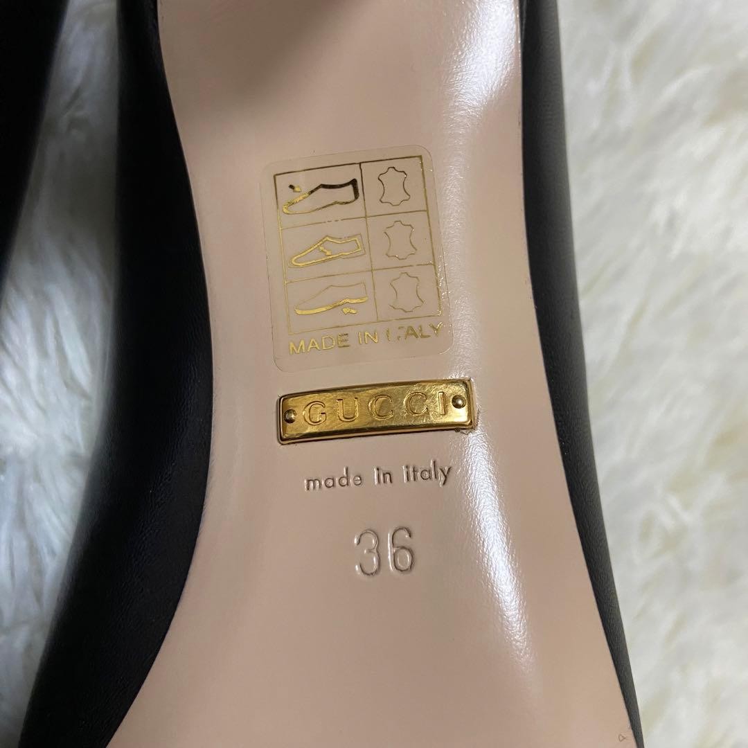 Auth Gucci GG Pumps Leather Bicolor White Black Logo Heel EU36 US6 UK3 thumbnail 16