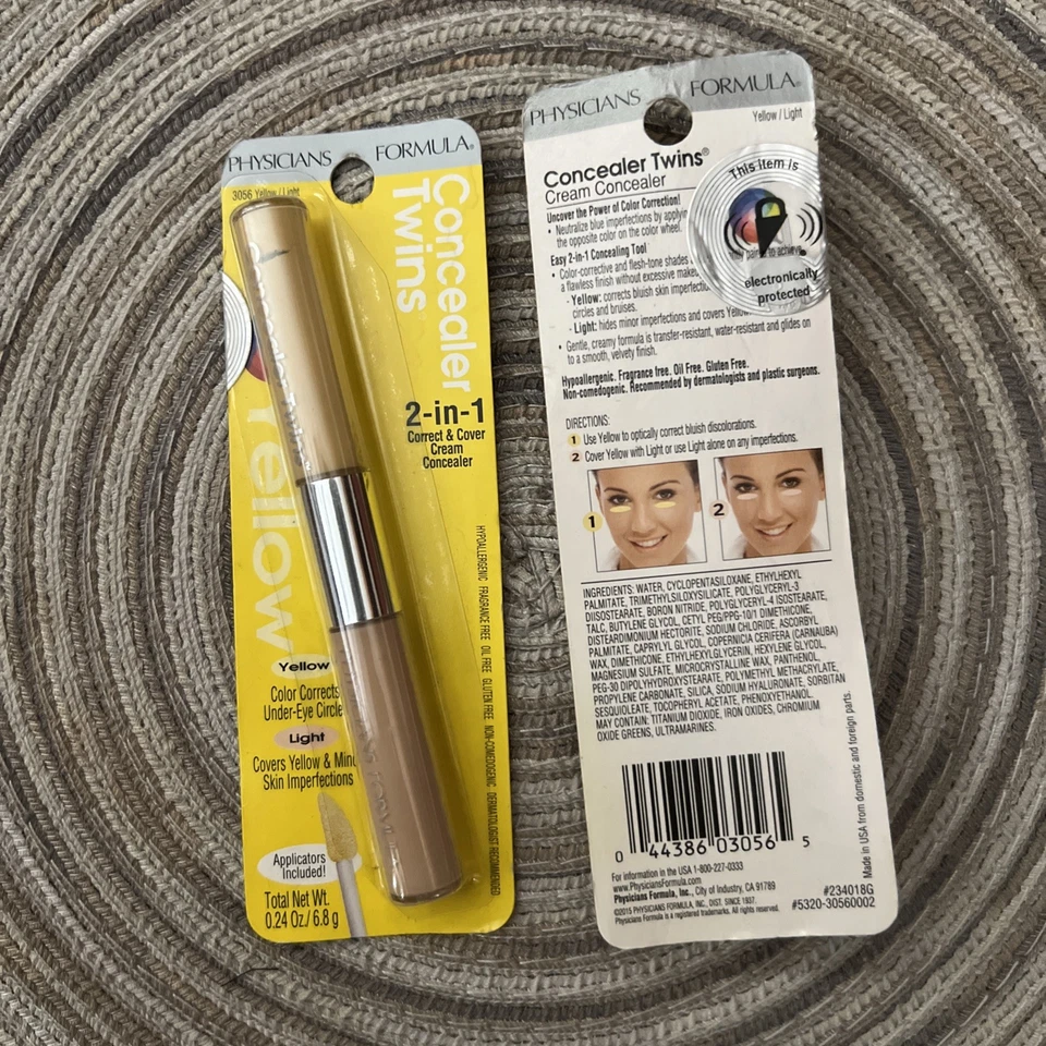 PHYSICIANS FORMULA CONCEALER TWINS 2 IN 1 CREAM CONCEALER # 3056 YELLOW/2packs - Image 2 of 2