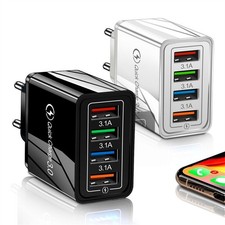 4 Port Fast Quick Charge QC 3.0 USB Hub Wall Home Charger Power Adapter Plug