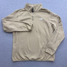 The North Face Sweater Womens XL Beige 1/4 Zip Long Sleeve Pullover Outdoor