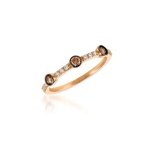 LeVian 14K Rose Gold Chocolate White Diamond Band Ring Elegant Jewelry for Women