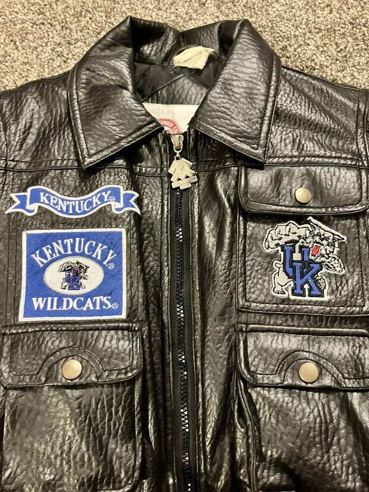 VTG Kids Black Leather Coat University Of Kentucky Wildcats Mighty Mac Size 4 - Image 3 of 4