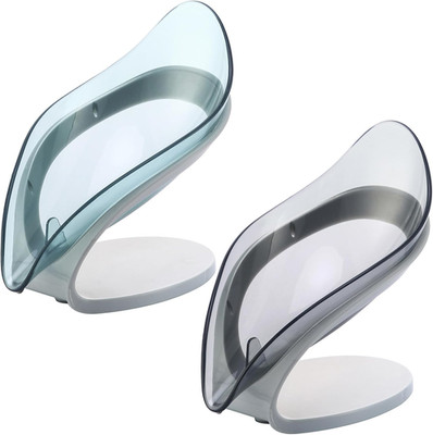 2Pcs Self Draining Soap Holder,Suction Cup Soap Dish,Shower Soap Bar Holder,Leaf