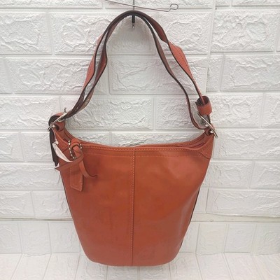バッグ COACH Bleecker Leather Duffle Bucket Bag Coach Bleecker Bucket Duffle Bag Rust Orange F13353 Vintage Y2K | eBay