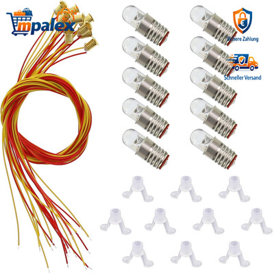 E5 LED Beleuchtung 10 Stück Warmweiß 12-14V Kupfer Modellbau Eisenbahn Mini