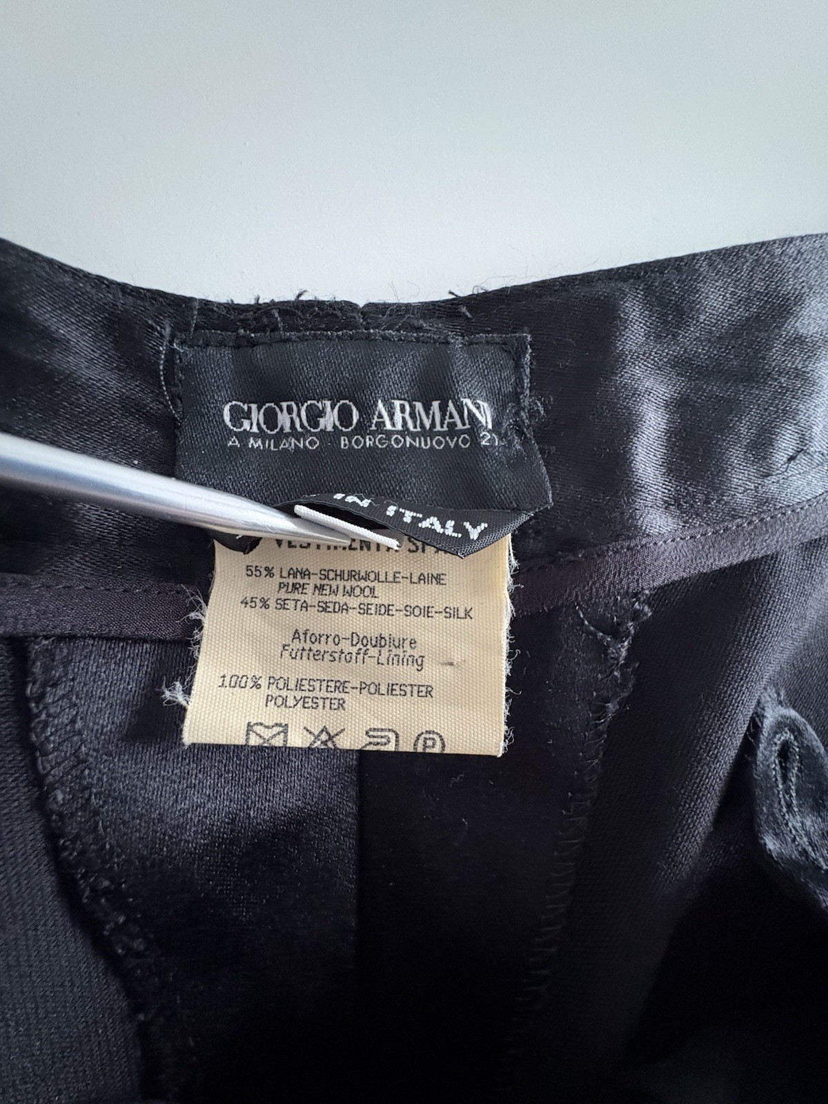 Vtg Giorgio Armani Black Label Wool Silk Trousers Pants Size 44 (US 8-10) Italy