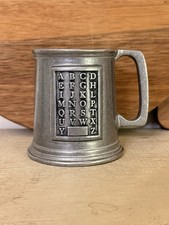Vtg Wilton Pewter Child's Mug Stein Alphabet ABC Sampler Tankard Stein Mug Cup