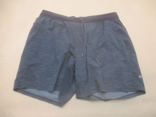 Lululemon Size L Mens Blue Drawstring Pockets Athletic Fitness Logo Shorts 592 - 第 1/6 張圖片
