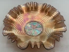 VINTAGE CARNIVAL  FENTON AMETHYST RIBBON (COMET) TIE THREE IN ONE EDGED  BOWL