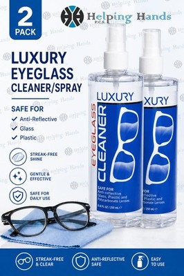 2 Luxury Gentle Streak-Free Eyeglass Cleaner Spray for Anti-Reflective Lenses
