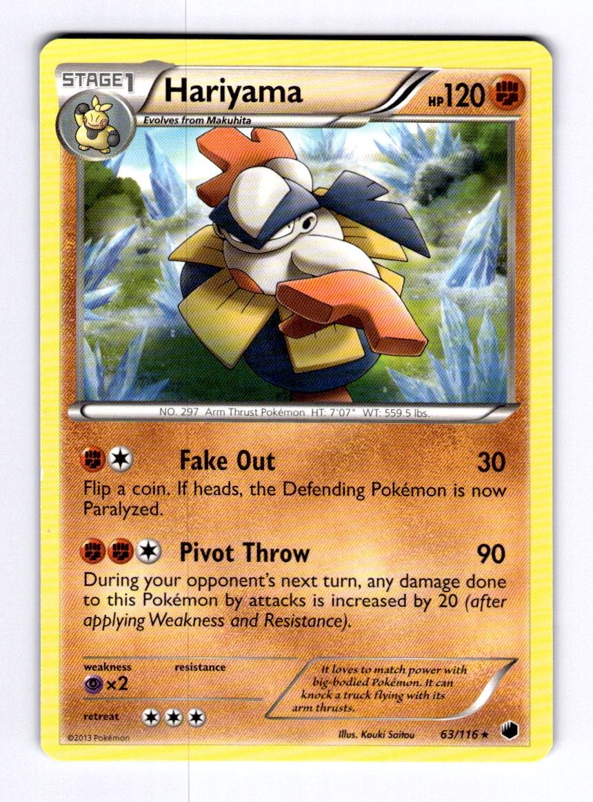Hariyama Plasma Freeze #63 (2013) Rare NM Pokemon