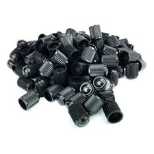 Pack Of 100 Black Valve Stem Caps For All American Schrader Type Valve Stems