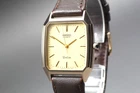 [Near MINT] Vintage Seiko Dolce 6030-5390 28mm Gold Dial Square Qz Men`s Watch
