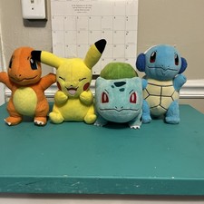 Pokemon Plush Lot of 4 Original Kanto Starters Tomy 2016 Very Good