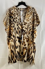 Chico's Women's NWT Cool Ocelot Kimono Ruana Leopard Print Sand Sz S/M