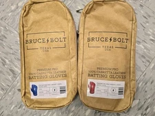 2-2026-BRUCE BOLT Adults' PremiumPro Short Cuff Batting Gloves-BLUE,RED  MEDIUM