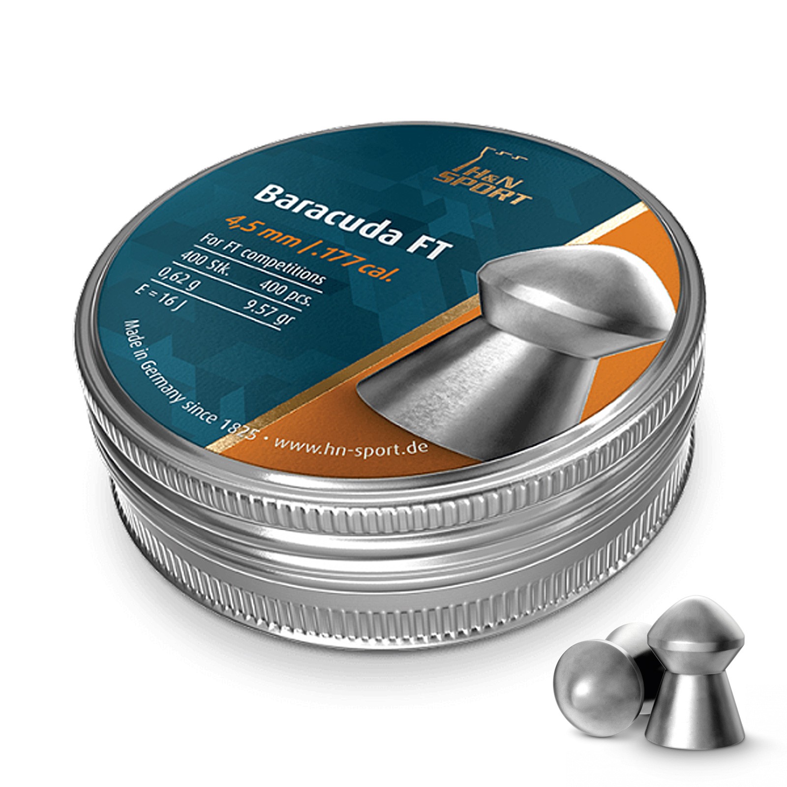 Airgun Pellets H&N Baracuda FT .177 4.51 Air Rifle Gun 400 Tin Target Shooting