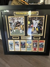 Pittsburgh Steelers framed Terry Bradshaw/Ben Roethlisberger Signatures/Tickets