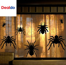Halloween Window Clings Decorations, 7 Pcs Extra Large Spiders Silhouette Hallow