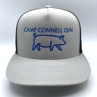 Camp Connell Ojai Hat Adult Snapback Gray Black Trucker Baseball Cap Pig Swine