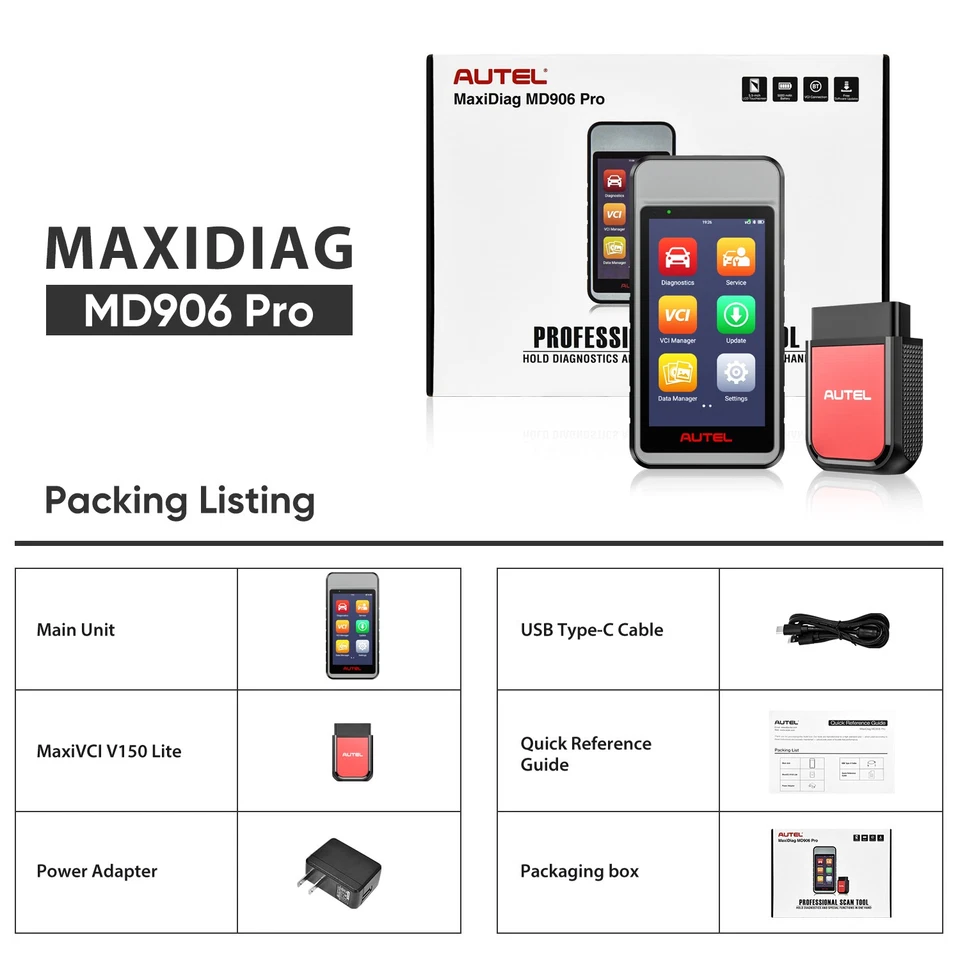 💕2025 Autel MaxiDiag MD906 PRO Bluetooth Car Scanner Service Reset Free Update Foto 2 de 4