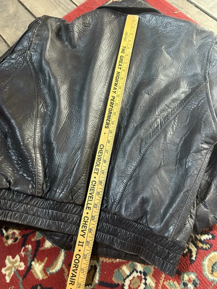 Chaqueta De Colección Robert Comstock Para Hombres M Marrón Negro Cuero Genuino Acolchada Años 90 Foto 4 de 4
