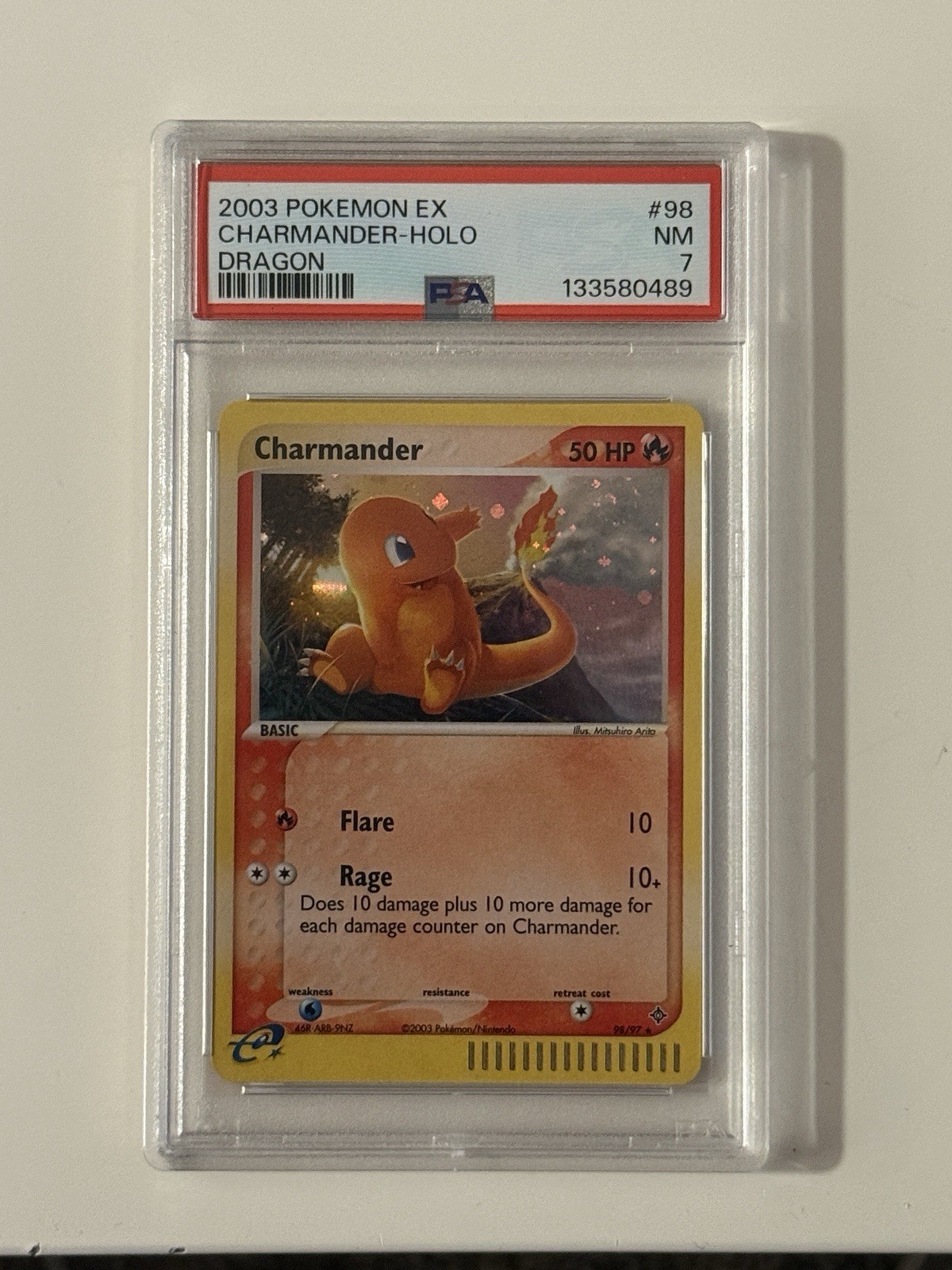 Pokemon Perfect Swirl Charmander #98/97 Dragon Holo E-Reader PSA 7