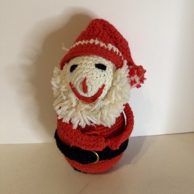 Vintage Handmade Crochet Yarn Christmas Decor Santa Clause