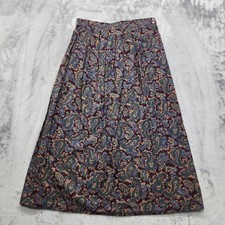 Vintage 80s JG Hook Skirt Womens 10 Burgundy Multicolor Paisley Pleated Midi