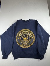 VINTAGE US Navy Sweatshirt Blue Military Crewneck USN 90s Adult Size Small USA