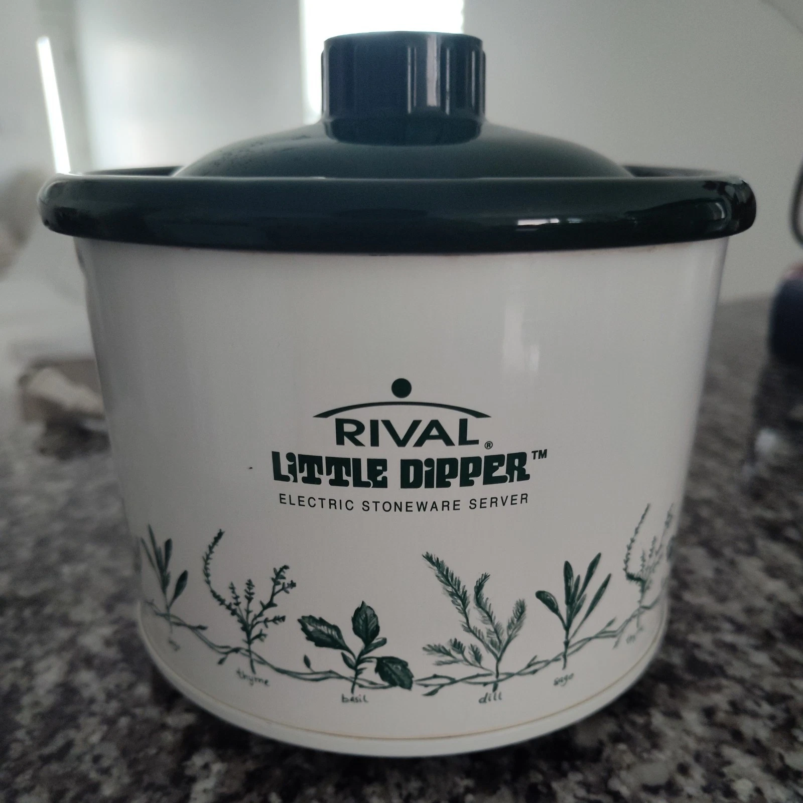 VINTAGE- Rival Little Dipper Crock Pot with Floral Herbal Design